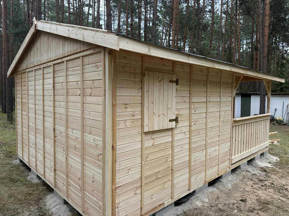 Domek letniskowy z tarasem drewniany ogrodowy altana ROD 5,5X4
