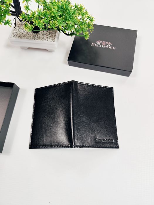Etui na dokumenty karty skórzane slim portfel wizytownik czarny czarne