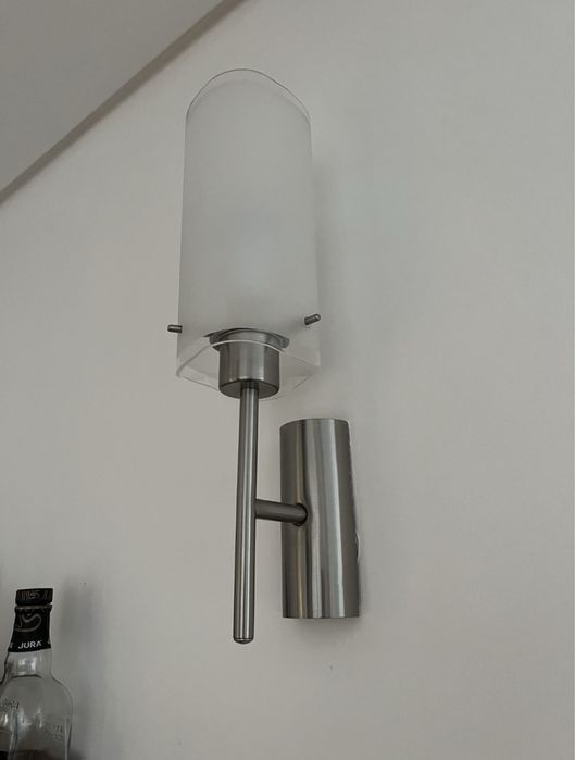 Candeeiro de vidro e aço inoxidavel! Otimo estado