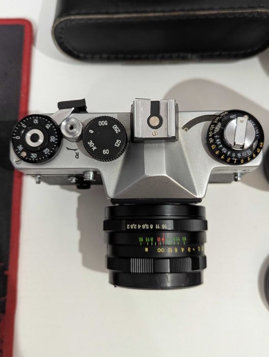 Aparat Zenit ET + Helios 44-2 +Jupiter 37AM 135mm +telekonwerter TK-2M