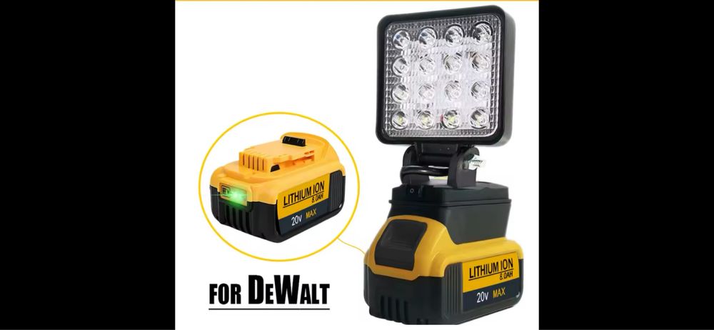 Led Світлодіодний ліхтар фонарь Dewalt Акумулятор 18 В