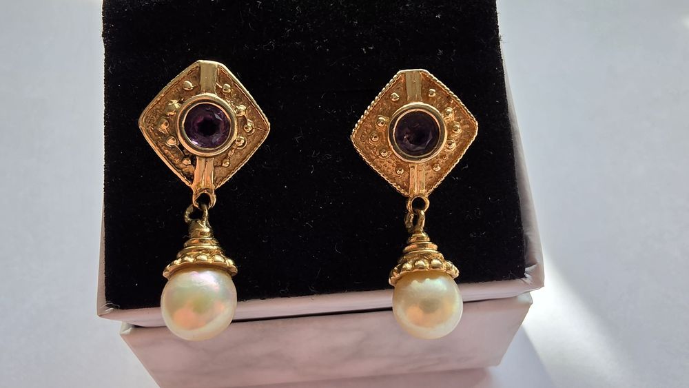 Brincos ouro 14kt com perola