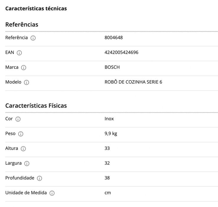 Robô de Cozinha BOSH MUM Serie 6 + 5 acessórios c/ garantia 3 anos