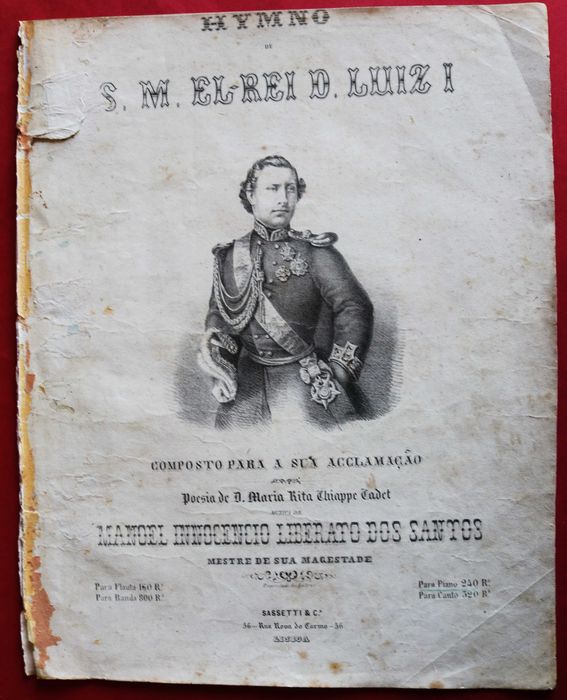 Hino Aclamação de El-Rei D Luís I de Liberato dos Santos, pauta (Reserva PNA)