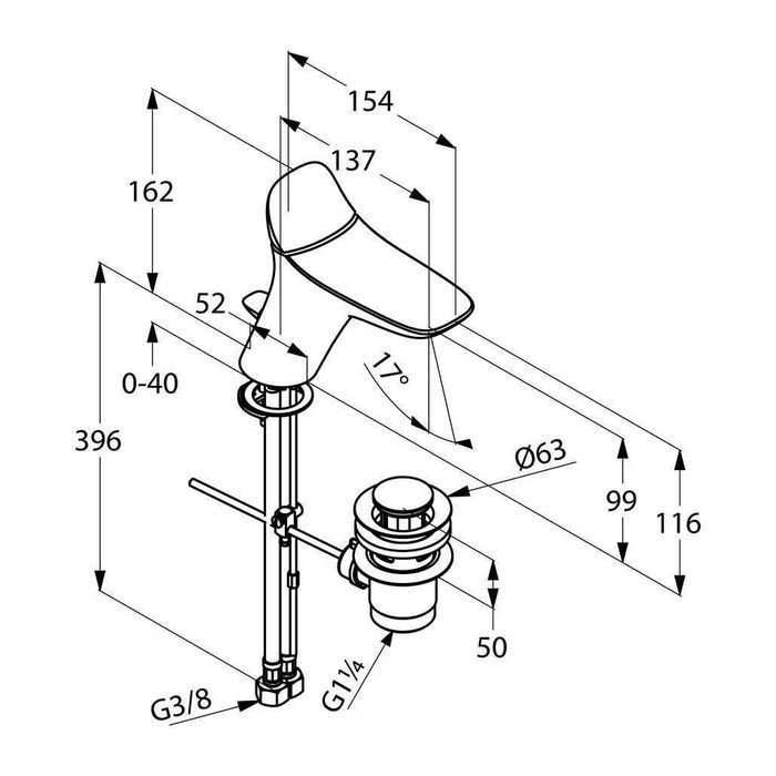 Bateria umywalkowa KLUDI AMBIENTA chrom 5302.30575