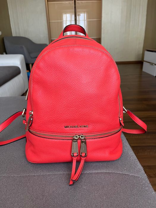 Рюкзак шкіряний Michael Kors кораловий оригінал