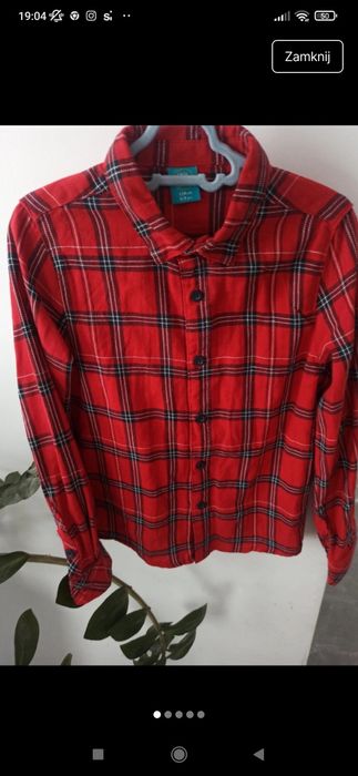 Koszula czerwoną w kratę 134 chłopiec