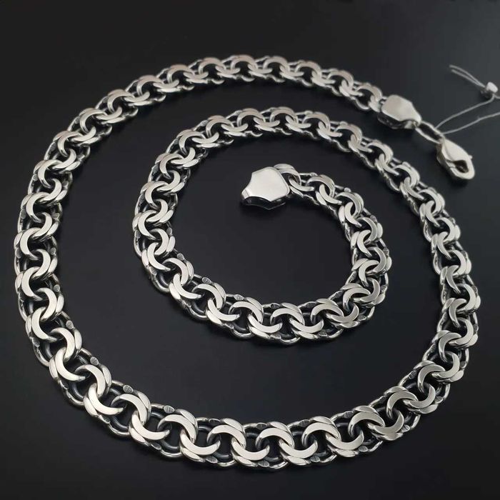 Срібна цепочка чоловіча Бісмарк 925 проба ланцюжок важкий масивний