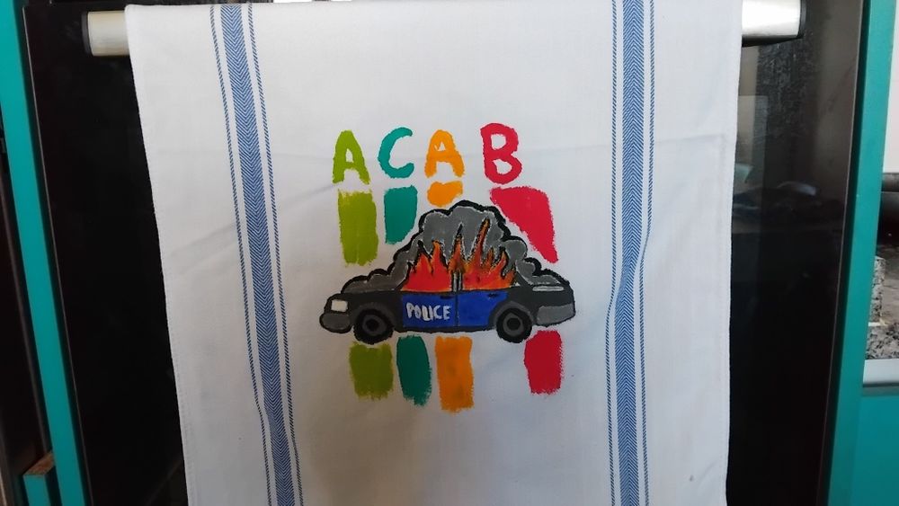 Panos de pratos em algodão pintados à mão