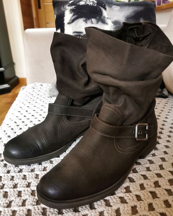 Skórzane kozaki botki Vera Pelle