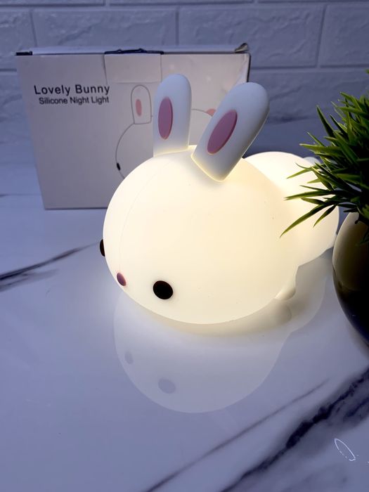 Силіконовий нічник зайчик, кролик, акумуляторний світильник