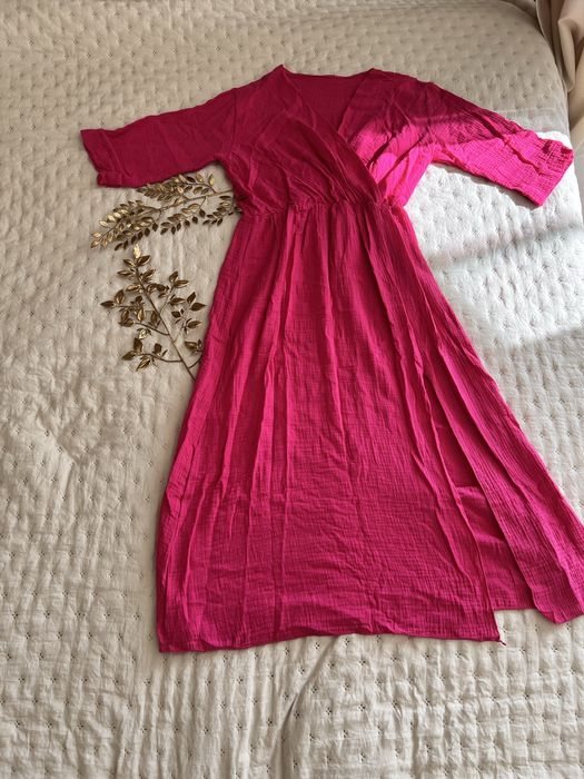 Bawełniana różowa sukienka uniwersalny M/L