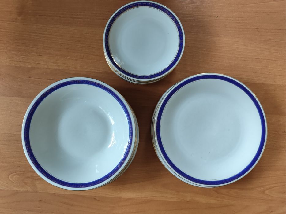 Wawel  made in Poland Talerze obiadowe  granatowo-złoty wzór 12 sztuk