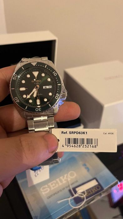 Seiko 5 Sports Automatic Green SRPD63K1 – Novo – Full Set