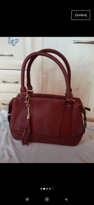 Torebka wiśniiwa damska długi pasek i krótki