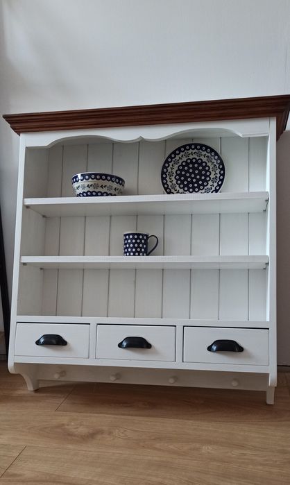 Półka, szafka kuchenna wisząca z szufladami i haczykami