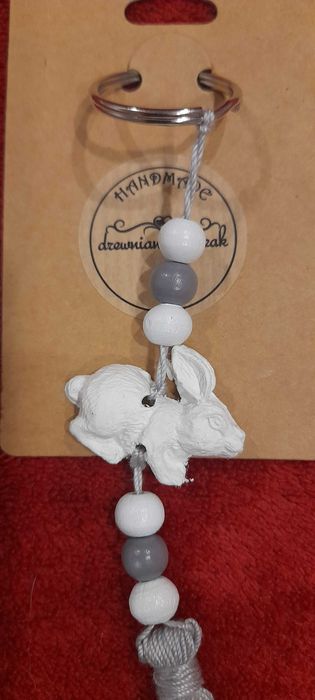 Breloczek Króliczek z Gipsu - Rękodzieło Handmade