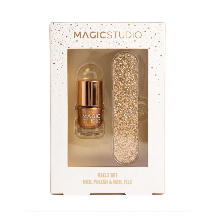 Złoty zestaw do paznokci manicure lakier + pilniczek Gold MAGIC STUDIO