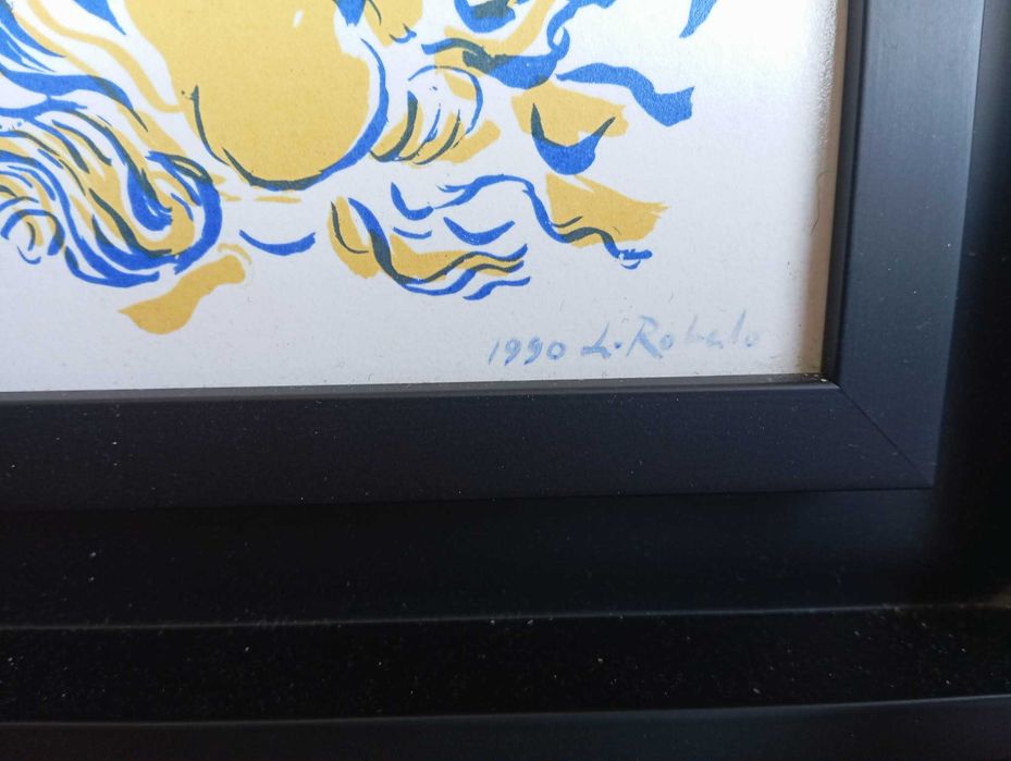 Azulejo serigrafado, numerado (12 de 250) e emoldurado da pintora Lurdes Robalo