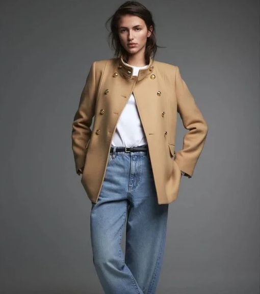 Вкорочене вовняне пальто Наполеон Zara manteco