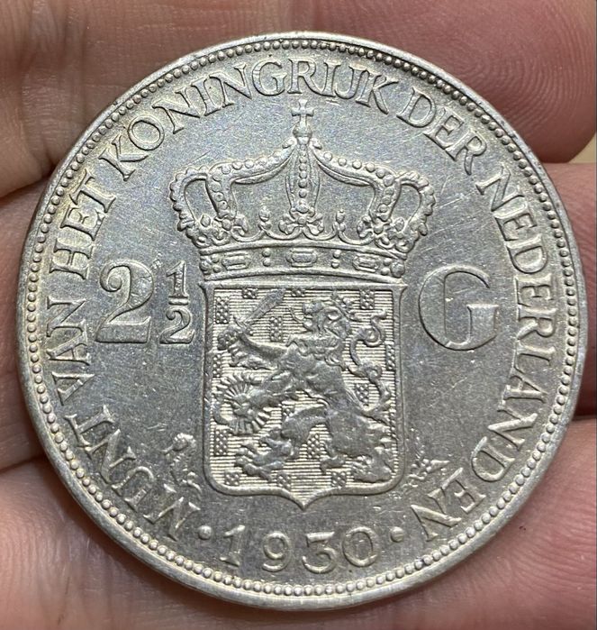 Moeda 955 HOLANDA 2 1/2 Gulfen 1930 Prata