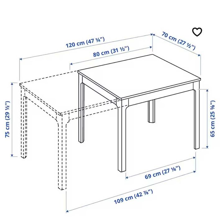 Mesa extensível (semi-novo) 2-4 pax