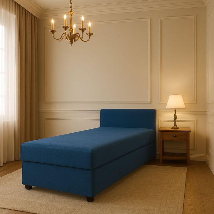 Łóżko , Tapczan  jednoosobowy z pojemnikiem i zaglowiiem