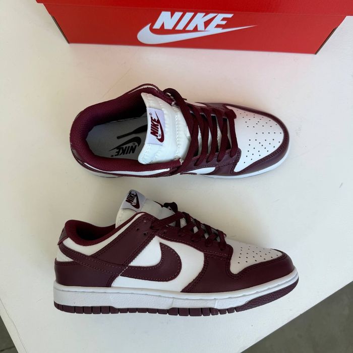 Nike SB Dunk Low Bordo жіночі кросівки найк сб данк бордові шкіряні