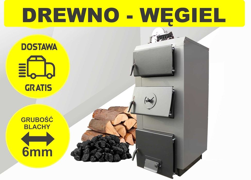 Piec KOCIOŁ na Drewno Węgiel o mocy 16 kw 4 KANAŁY Solidny