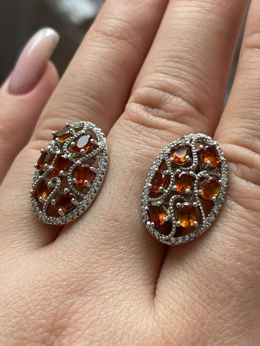 Серебряные серьги 925 пробы с натуральным цитрином