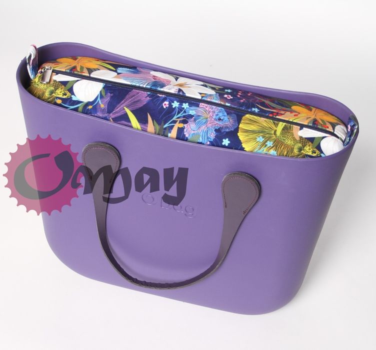 Granatowy organizer do OBAG STANDARD welur kwiaty ocean wkład OMAY