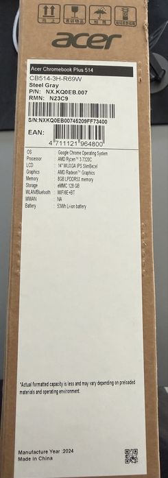 Acer Chromebook Plus 514 CB514-3H-R69W Steel Gray