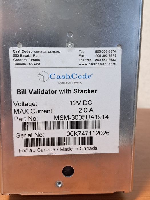 Купюроприймач CashCode MSM з касетою 1000