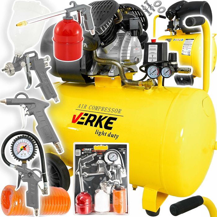 Kompresor Sprężarka Powietrza Olejowy 100L 440L/Min + Zestaw Pneumaty