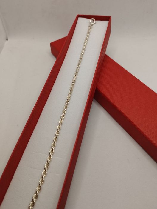 Srebrna bransoletka, kordel, próba 925, długość 20 cm