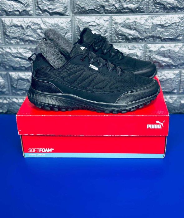 Мужские термо кроссовки puma черные Gore Tex непромокаемые красовки