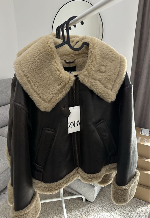 Дублянка Zara L, XL куртка зара коричнева дублянка