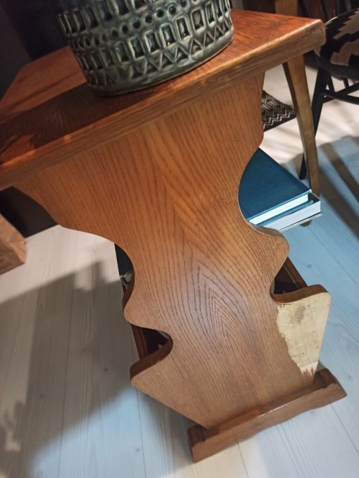 Gazetownik, stolik, drewno, prl