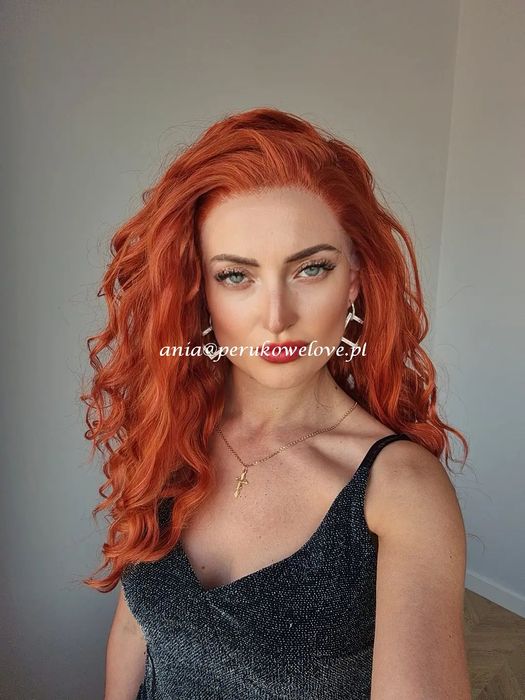 Peruka ruda lace front loki kręcone włosy na co dzień Merida