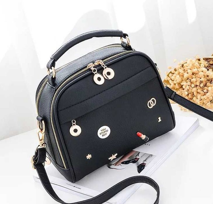 Жіноча женская кожаная черная сумка сумочка женский клатч для дівчат