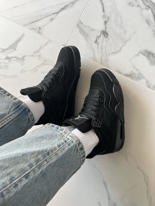 Чорні унісекс кросівки Nike air jordan 4 “Black Cat”, Jordan 4 Black