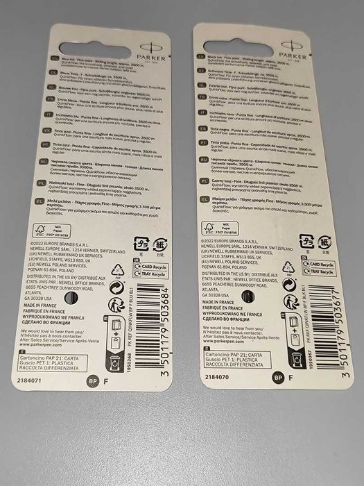 Parker Quinkflow 3 Sztuki Niebieskie 3 Sztuki Czarne Nowe Cena za 6szt
