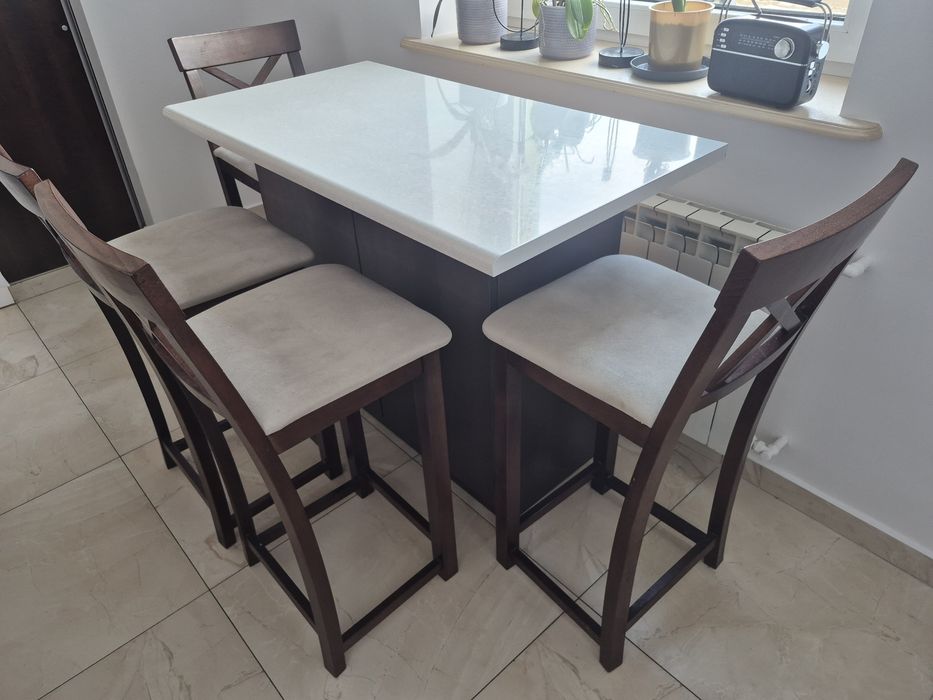 Wyspa stół i 4 hokery krzesła kuchenne meble