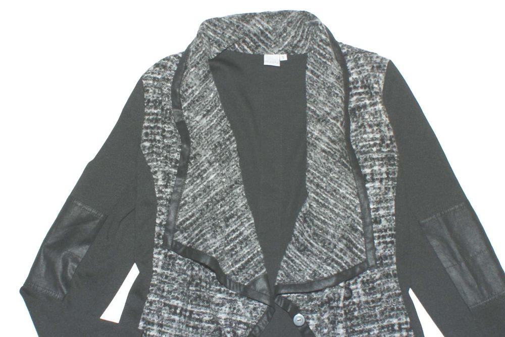 LIBERTY_Cudny ŻAKIET_czarny wełna eko skóra łaty SUPER modny_S/36