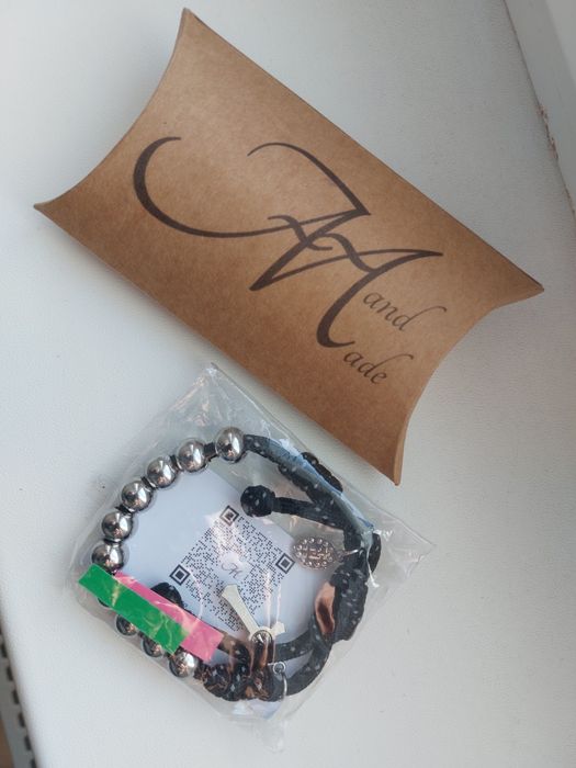 Różaniec na rękę z koralikami 1 cm stal nierdzewna paracord 4mm