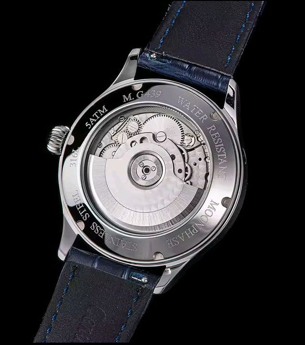 Механічний годинник з фазами місяця Sugess автопідзавод від Sea-gull