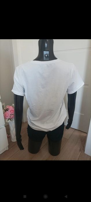 Biały T-shirt z białym misiem Bluoltre S/M