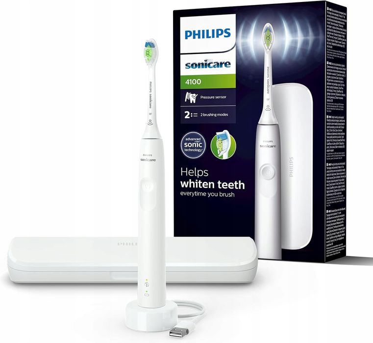 Szczoteczka soniczna Sonicare 4100 HX3683 biała czujnik etui zestaw