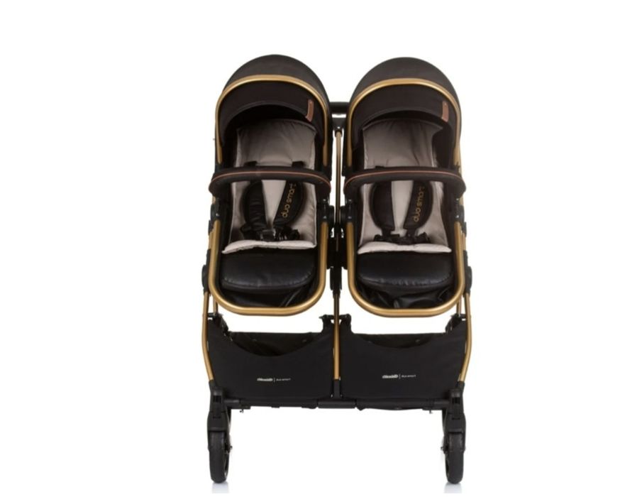Carrinho de Bebê Gêmeo Smart Duo com 2 Grupo 0+ Obsidian Gold CHIPOLINO