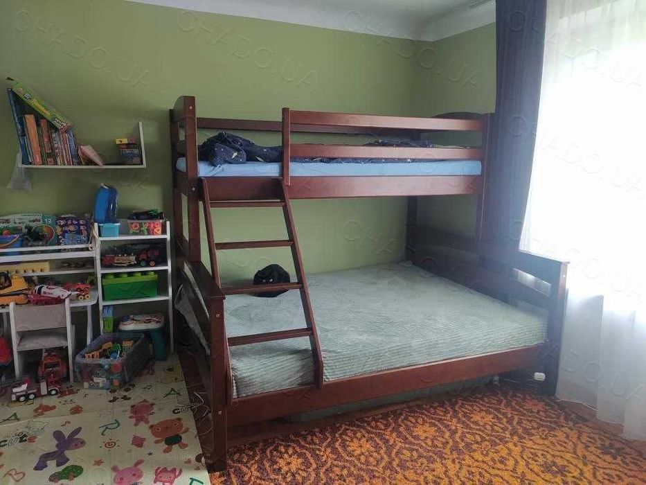 Сімейне дитяче двоповерхове ліжко Білий з матрацами 12см 120х80х200